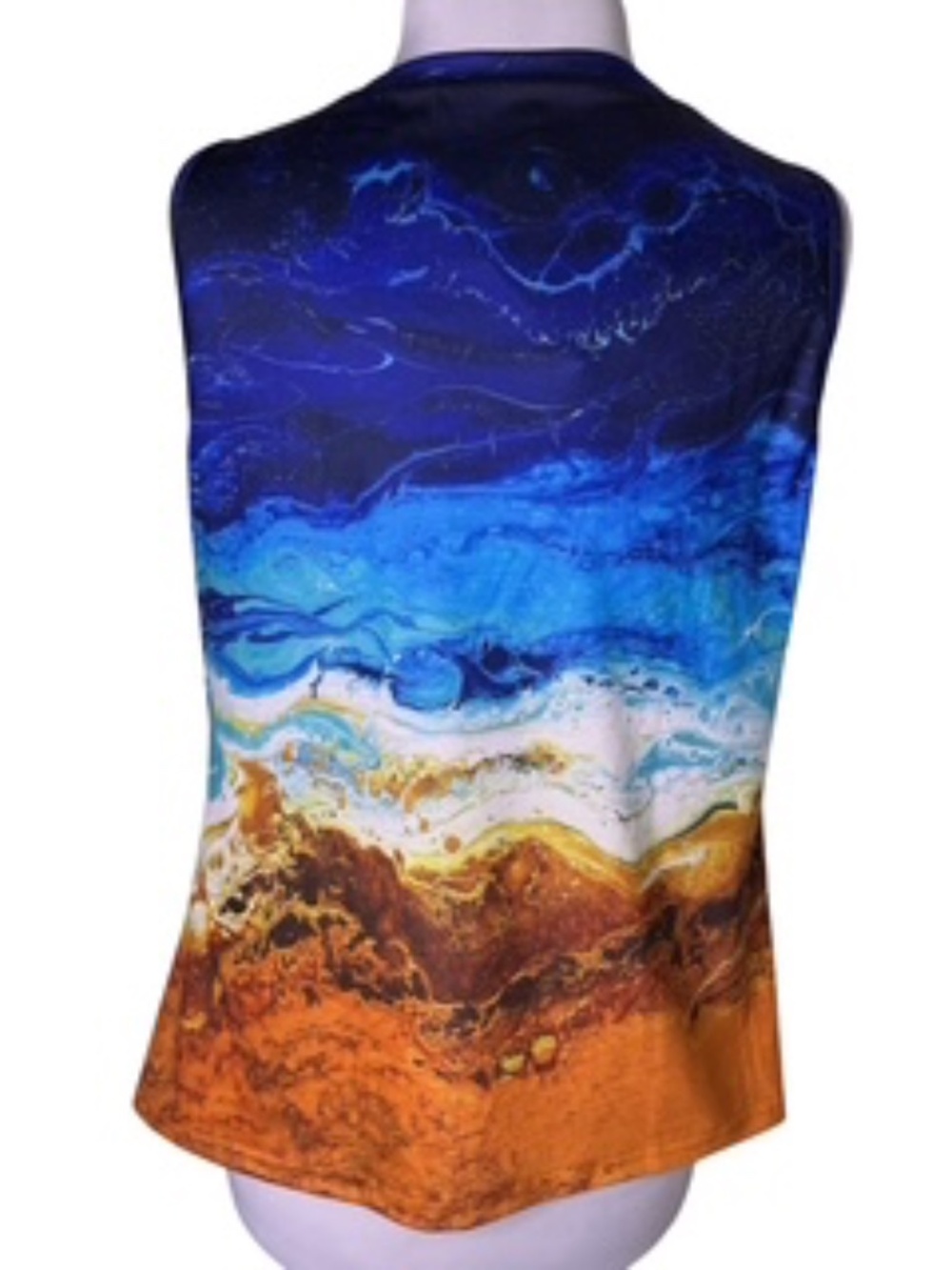NWT ETCYY Casual Sleeveless Summer V-Neck Fluid Abstract Tank Top Size L - Picture 5 of 7